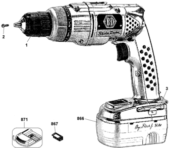Default Diagram and Parts List for RD1440K Type 1 Black and Decker Boring Machine